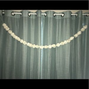 White, cream, and gold pom pom garland